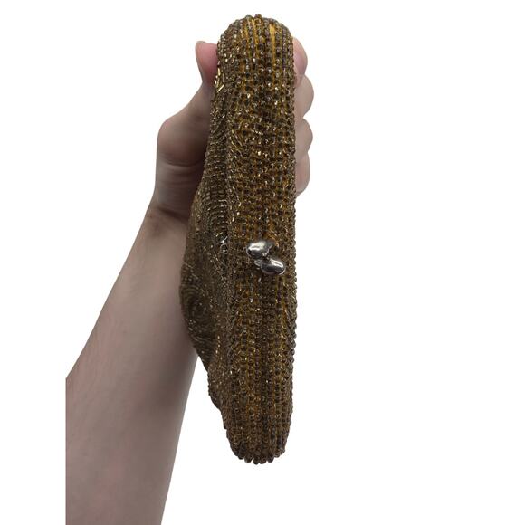 Vintage Beaded Sequin Clutch Purse Gold Made In Japan - Picture 6 of 9